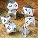 TecUnite 7 Die Metal Polyhedral Dice Set DND Role Playing Game Dice Set with Storage Bag for RPG Dungeons and Dragons D&D Math Teaching (Shiny Silver and Black)