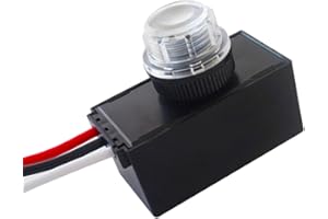 Proshopping DC 12V Photocell Switch, Auto On/Off Light Photoelectric Switch for Outdoor, Dusk to Dawn Photo Control Sensor, Hard-Wired Post Eye Light Control, Auto Day Night Sensor (12V DC, 6A)