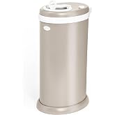 Ubbi Stainless Steel Diaper Pail, No Special Bags, Odor-Locking, Taupe | Award-Winning Registry Must-Have, Childproof Safety Lid with Lock, Holds Up To 55 Newborn Diapers, Modern Nursery Essential