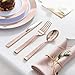 Supernal 180pcs Rose Gold Plastic Silverware Heavy Duty Plastic Forks and Spoons, Rose Gold Disposable Silverware Sets Include 60 Forks, 60 Knives and 60 Spoons Suitable for Wedding, Party, Birthday