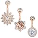 Jstyle 3Pcs 14G Stainless Steel Belly Button Rings Barbell Navel Rings Bar for Women CZ Flower Body Piercing