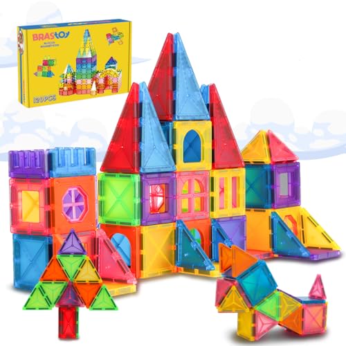 Brastoy Blocos de Montar Magnéticos Construção Infantil Brinquedo Educativo (120 Peças Tamanho Médio)