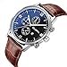 Yunanwa Mens Analog Quartz Watches Date Casual Classic Business Water Resistant Leather Wrist Band Watch (Brown + Black Face)