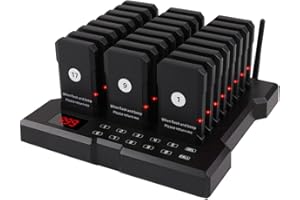 AGJ Restaurant Pager Wireless Calling System 24 Beepers Guest Customer Queue Pagers for Food Court Food Truck Church Nursery Clinic Coffee Shop with Buzzer Vibration Flash