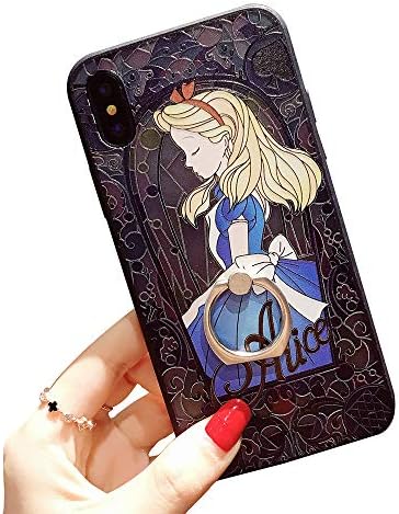 for iPhone XR Protective Skins,Retro Style Princess Alice in Wonderland Soft Frame/Hard Back Embossed Craft/Ultra-Light Protective Shell Case