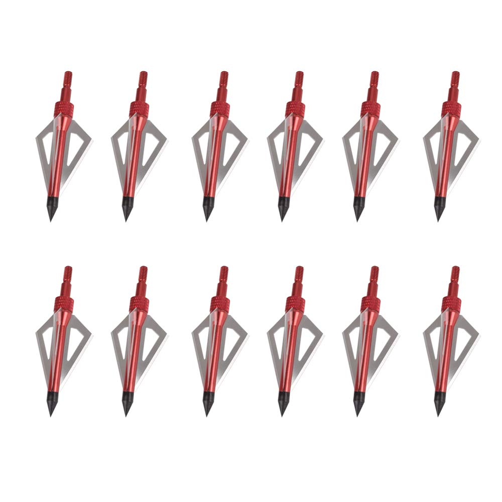 ELONG 12 Pieces 3 Blades Archery Hunting Tips 100 Grain Screw-In Arrowheads Arrowheads Compatible with Crossbow and Compound Bow for Archery Target Hunting Outdoor