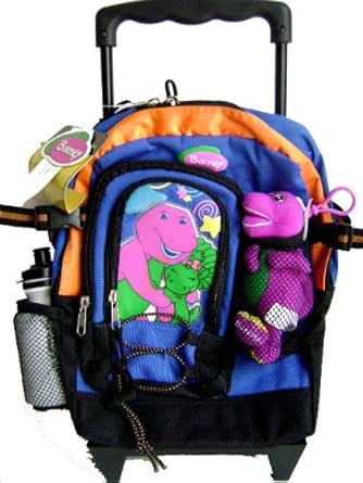 Amazon.com: Barney Purple Kids Rolling Backpack - Wheel ...