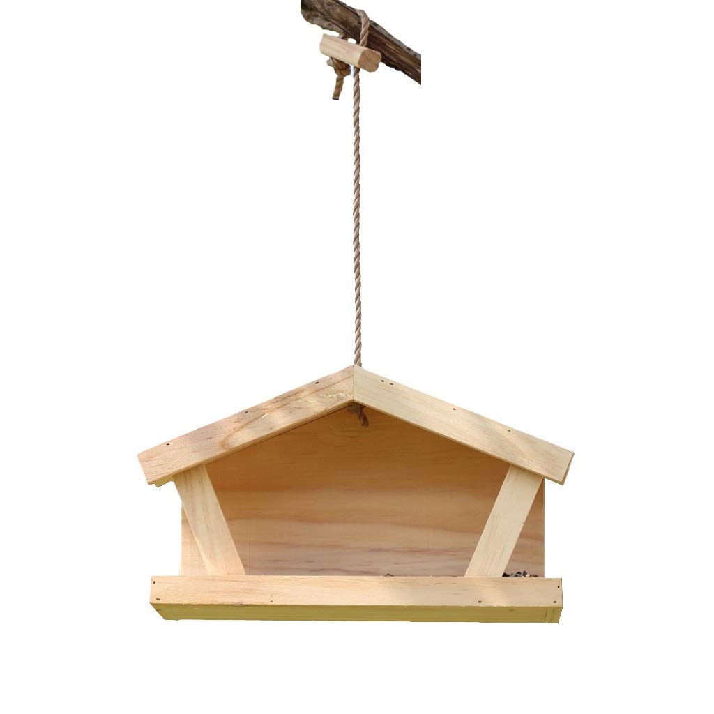 Tlmydd Outdoor Wooden Bird Food Bowl Hanging Type With Bird Feeder