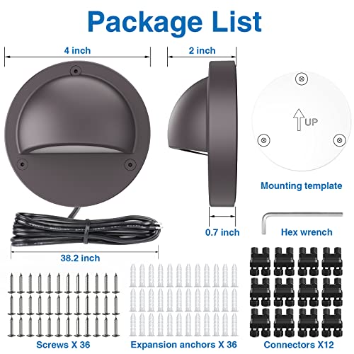 SUNVIE 12 Pack Low Voltage Deck Lights 5W LED Landscape Step Stair