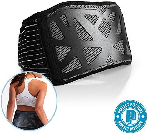 PERFECT POSTURE Back Support Brace for Pain: #1 Doctor Recommended, for Women Men, Lower Lumbar, Flat Back, Better Posture - Amazing Honeycomb Design Comfortable, Durable, Adjustable (Sz 3, 33-36")