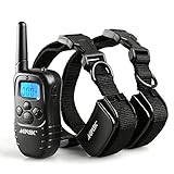AGPtek 330 Yard Rechargeable LCD Shock & Vibrate Remote Dog Collar Training Kit for 2 Dogs