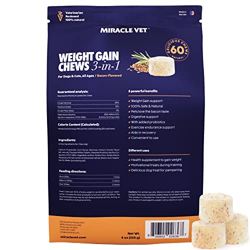 MIRACLE VET Weight Gain & Recovery Chews 3in1 for Dogs & Cats 3,000