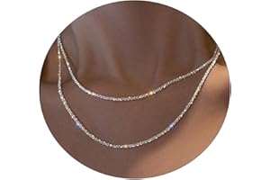 Rotnso Layered Necklace for Women Dainty 14K Gold/Silver Plated Necklaces Trendy Herringbone Rope Chain Necklace Set Simple Stacked Choker Layering Jewelry Minimalist Gifts