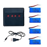 4pcs 3.7V 500mAh Lipo Quadcopter Drone Battery + 4 In 1 Battery Charger For JJRC H31 H37 H6D Hubsan X4 FPV H107C H107D H107L H107P H108 JXD392 JXD388 JXD385 UDI U816A RC Quadcopter
