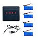 4pcs 3.7V 500mAh Lipo Quadcopter Drone Battery + 4 In 1 Battery Charger For JJRC H31 H37 H6D Hubsan X4 FPV H107C H107D H107L H107P H108 JXD392 JXD388 JXD385 UDI U816A RC Quadcopter