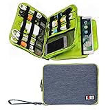 BUBM Multi-Function Soft Waterproof Handbag Double Layer Travel Cable Cord Gadget Gear Storage Bag/Electronics Accessories Bag/Phone Pouch/Pad Pouch(Large, Blue and Green)