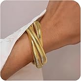 Awinesn 18K Gold Plated Bracelets for Women Gold Bangles for Women Chunky Bangle Bracelets for Women Bracelets Stack Tarnish Free Bangle Set of 3 for Women Accessories for Her Gifts