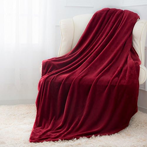 DPF Moonen Flannel Blanket Luxurious Twin Size Lightweight Plush Microfiber Fleece Comfy All Season Super Soft Cozy Blanket for Bed Couch and Gift Blankets (Burgundy, 60x80 Inches)