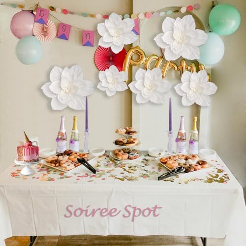 White Paper Flowers 3D Artificial Wall Décor, Wedding, Birthday, Bridal, Baby Shower, Nursery Room Backdrop, Table Centerpieces, Party Decorations and Supplies