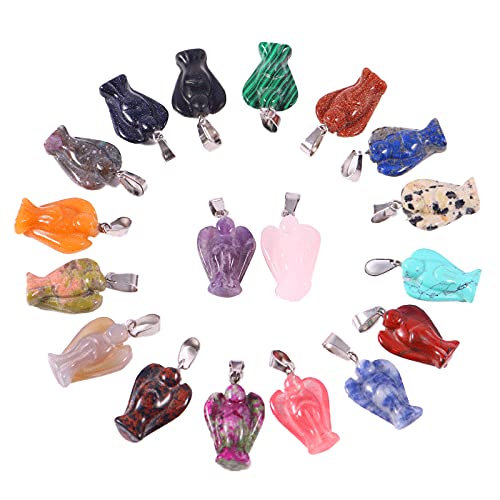 RayLineDo 10Pcs Angel Design Stone Pendants DIY Crystal Charms Beads with Assorted Color for Jewelry Making