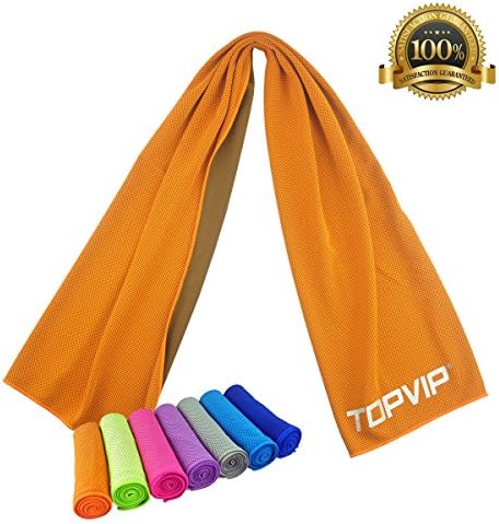 Cooling Towels Cold Tower Microfiber Sports Towels for Fitness Runners Biking Hiking Gym Yoga Golf Fishing Outdoor Worker Athletes&amp;More Quick Dry Healthy by TOPVIP (Orange)