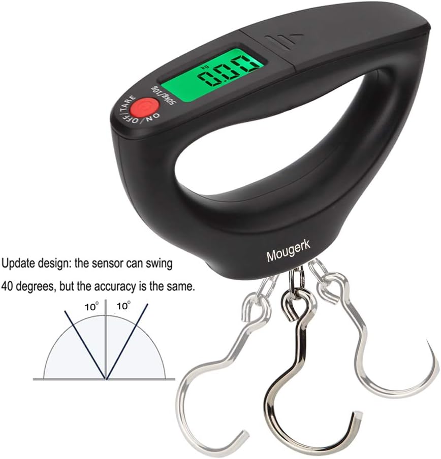 Mougerk 110lb 50kg Portable Digital Hanging Fish Scale Postal Scales, 2 AAA Batteries (Not Included): Sports & Outdoors