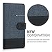 kwmobile Wallet Case for Sony Xperia X - Fabric and PU Leather Flip Cover with Card Slots and Stand - Dark Blue Black