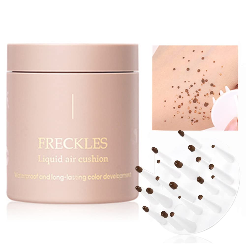 Go Ho Upgraded Freckle Stamp Pen Makeup,Magic Liquid Fake Freckles Air Cushion,Quick Drying Natural Looking Long Lasting Freckle Tattoo Sunkissed Face Makeup, 01# Saddle Brown
