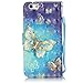 iPhone 6S Plus Case, iPhone 6 Plus Case, Love Sound [Gold Butterfly] [Wrist Strap] Luxury PU Leather Wallet Case Flip Cover Built-in Card Slots Stand for Apple iPhone 6S Plus / iPhone 6 Plus