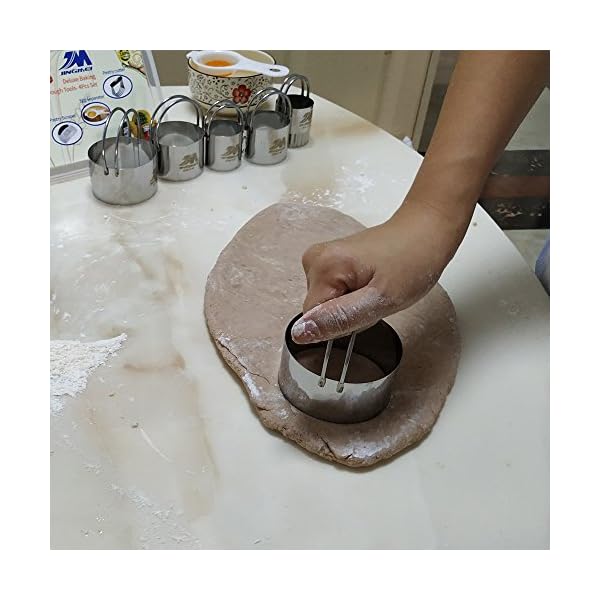 M JINGMEI Pastry Cutter Set Biscuit Cutter Set (5 Circle+1Fluted Edge) Dough Blender Mixer Cookie Cutters Round Baking… - Image 7