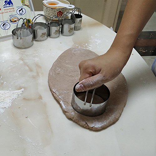 Pastry Cutter Set Biscuit Cutter Set (5 Circle+1Fluted Edge) Dough Blender Mixer Cookie Cutters Round Baking Dough Tools & Pastry Utensils with Egg Separator GIFT BOX!