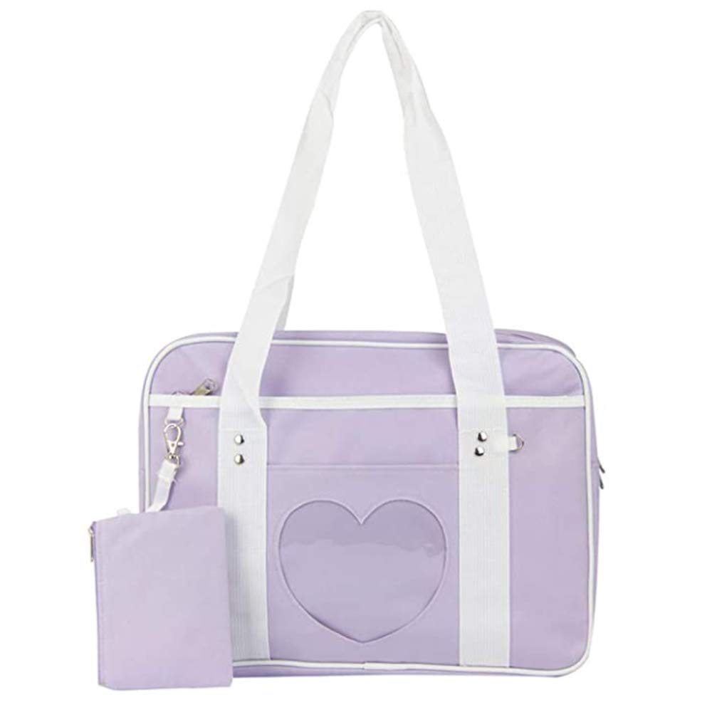 AlwaySky Ita Bag Heart Shape Window Japanese School Handbag Large JK Bag Girls Duffle Purse Anime School Satchels for Lolita Comic DIY Cosplay (Purple)