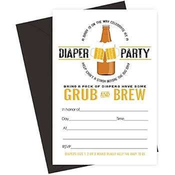 Man S Baby Shower Invitations Diapers For Beer Party 15 Pack