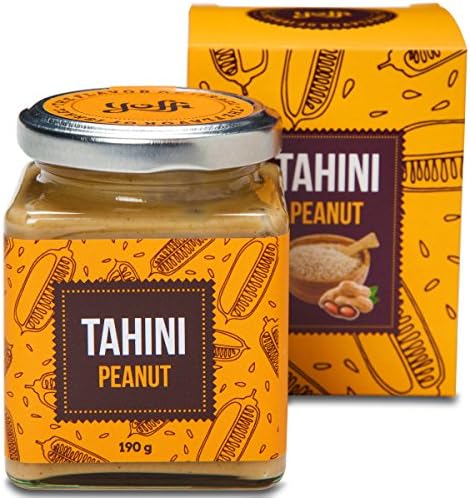 Yoffi Tahini Paste with Peanut, 100% Stone Ground Based Sesame, Kosher Pareve Vegan-Friendly (6.7 Oz)