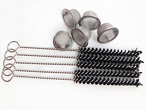 Acsdvocate 5pcs metal mesh filter net and 5pcs 4inch cleaning brush Used for cleaning Crystal quartz stone tobacco Smoking Pipe Milk bottle Straw healing