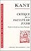 Critique De La Faculte De Juger (Bibliotheque Des Textes Philosophiques) (French Edition) by