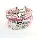 Doinshop New Useful Cute Nice Fashion Infinity Heart Pearl Love Key Leather Alloy Charm Bracelet Pink