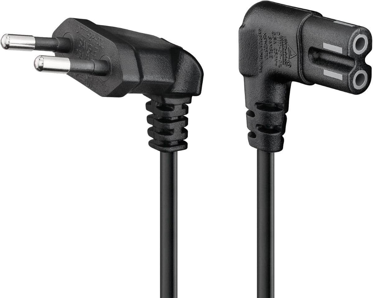 goobay 97344 Euro Connection Cable Angled on Both Sides, 0.75 m, Black Euro Plug (Type C, CEE 7/16) > Device Socket C9