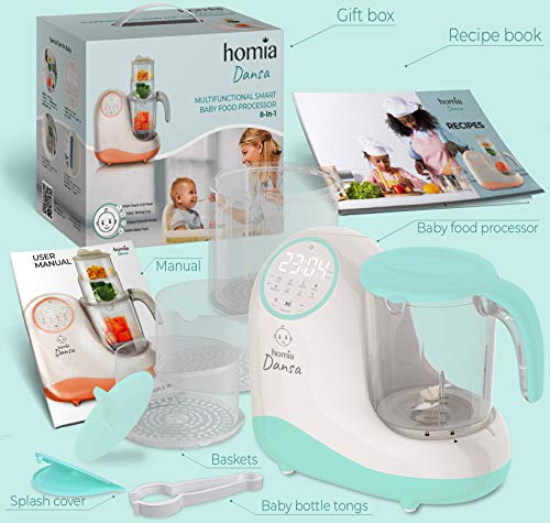 Baby Food Maker Chopper Grinder - Mills and Steamer 8 in 1 Processor for Toddlers - Steam, Blend, Chop, Disinfect, Clean, 20 Oz Tritan Stirring Cup, Touch Control Panel, Auto Shut-Off,110V Only, Green