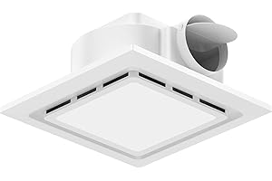 TEPU Bathroom Exhaust Fan with Light 144 CFM, 11.8In Grille, Cutout Size 9.8" x 9.8", Duct 4 Inch, 1.0 Sone Quiet Bath Ceiling Vent Fan Combo with 6500K 1200LM LED Light, for Bathroom, Laundry, Shower