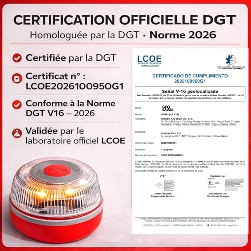 gyrophare led v16 homologué espagne DGT 3.0 Connecté GPS - Balise Lumineuse V16 Voiture - Lumière d’Urgence Homologuée - Balise DGT