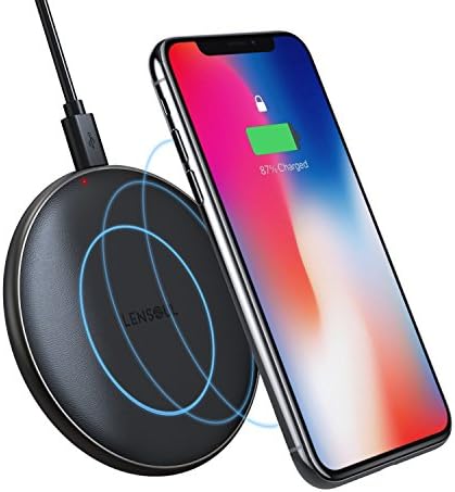 Lensoul iPhone X Wireless Charger 5W Charging Pad with Leather Covering and Metal base, IOS Wireless Charger for iPhone X, iPhone 8 / 8 Plus,Samsung Galaxy Note 8 S6 S7 S8 / S8 Plus[No AC Adapter]