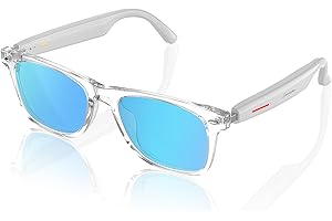 EMERHOME Smart Glasses - Bluetooth Glasses for Men & Women, Touch Control, Outdoor UV Protection and Voice Control, Hands-Free Calls (Mirror Blue Lens)