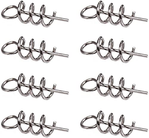 ANCLLO 200pcs 35mm Soft Lure Bait Spring Twist Lock Outdoor Fishing Lure Pins, Stainless Steel Soft Bait Pin Fishing Lure Spring Fixed Lock Fishing Crank Hook Centering Pin