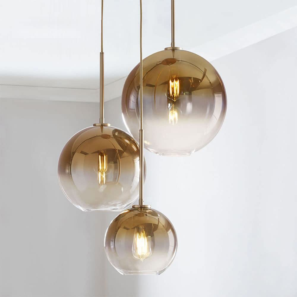 Photo 1 of A Million Modern 3-Globe Pendant Light with Gradient Gold Lamp Shade Glass Hanging Lights Fixtures for Living Room Dining Room Kitchen Island Farmhouse
