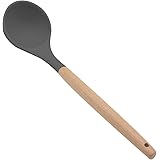 KUFUNG Silicone Ladle Spoon, Wooden Handle Seamless & Nonstick Kitchen Soup Ladle, BPA-free & Heat resistant up to 480°F, Sil