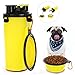 HAPITO Travel Pet Water Bottle Dog Water Dispenser Bowl, 2 in 1 Portable Dog Mug Food Container 350ml/12oz Water 250g Snack (Yellow)