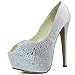 DailyShoes Women's Sexy Treading Satin Fabric Peep Toe Stiletto Platform Ivory Pump