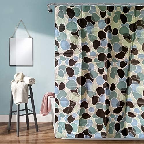 AFC Draperi Shower Curtain 6 ft Pebbles Print with 12 Hooks Amazon