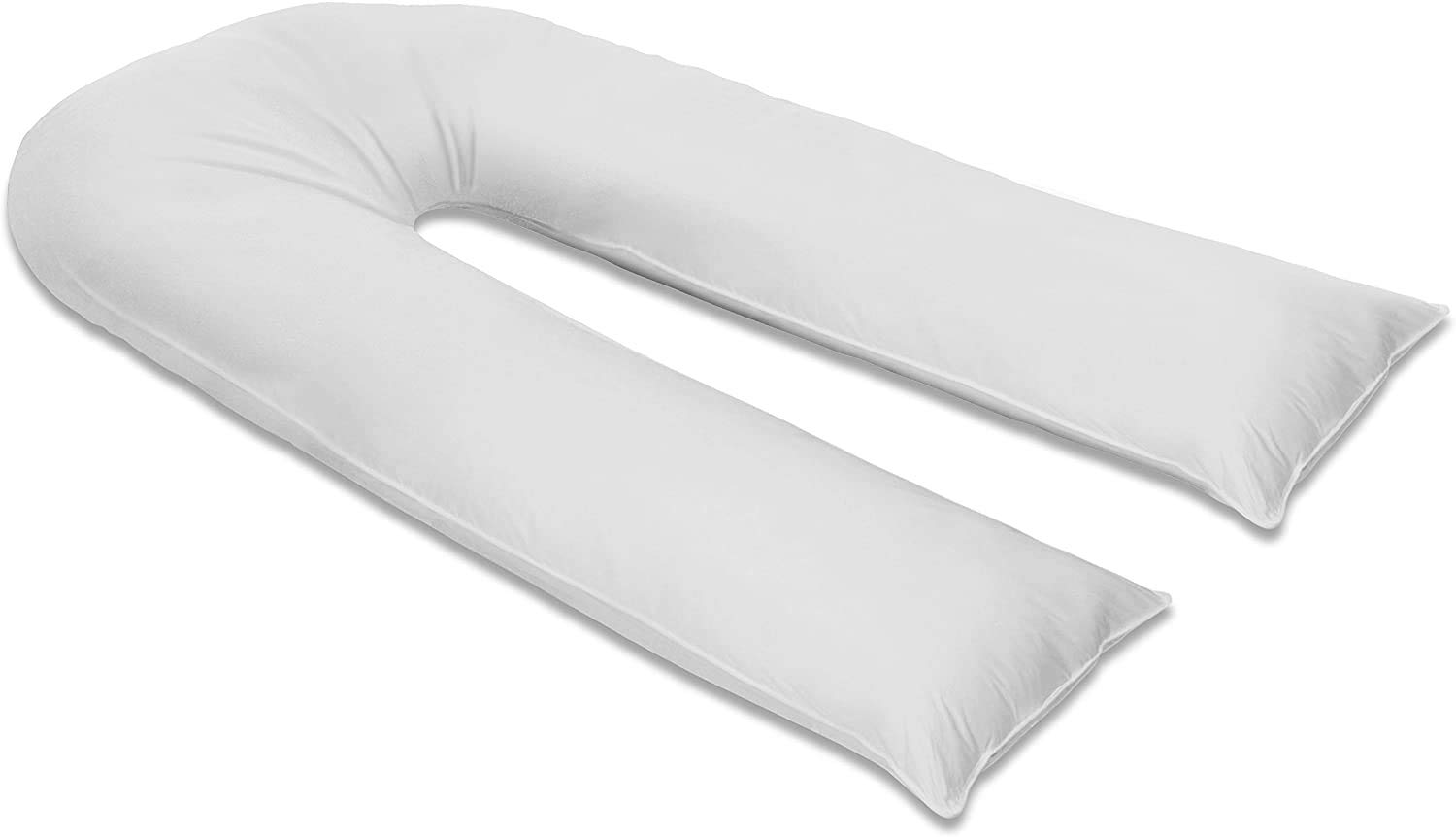 Crescent Collection U Shaped Pillowcase Cover Pregnancy Maternity Nursing Full Body Pillowcase Cover (White, 9FT U Pillowcase Cover Only)